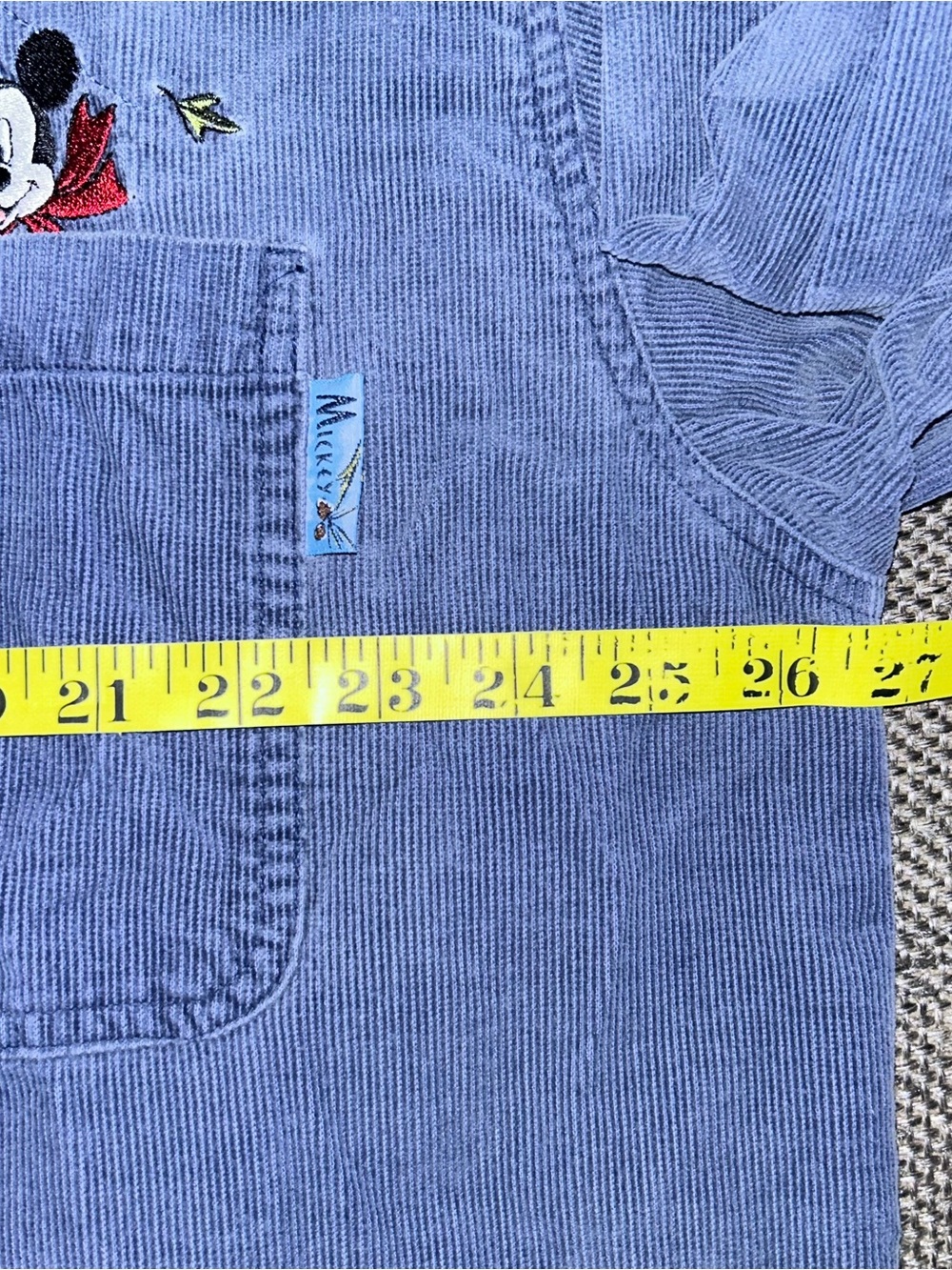 Rare 90s Disney Blue Corduroy Button Shirt Embroidered Mickey & Friends - Picture 5 of 7